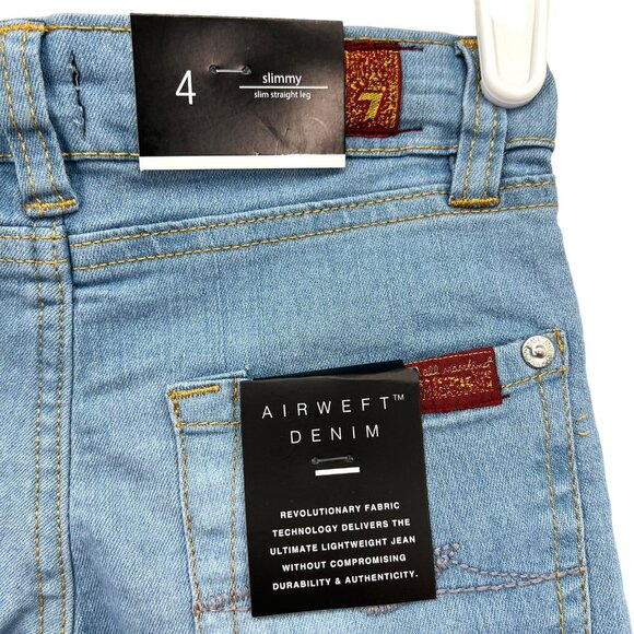 NWT 7 for all mankind Girls Blue Airweft Denim Jeans Size 4 Stretch Straight Leg - Picture 7 of 12